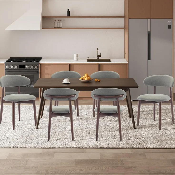 COLAMY Esszimmerstühle 6er Set, Polsternder Stühle Esszimmer mit Rückenlehne, Moderne Küchenstühle Gepolstert, Stoff Dining Chairs mit Back und Holzbeinen für Esszimmer, Küche, Restaurant, Grün – Bild 2