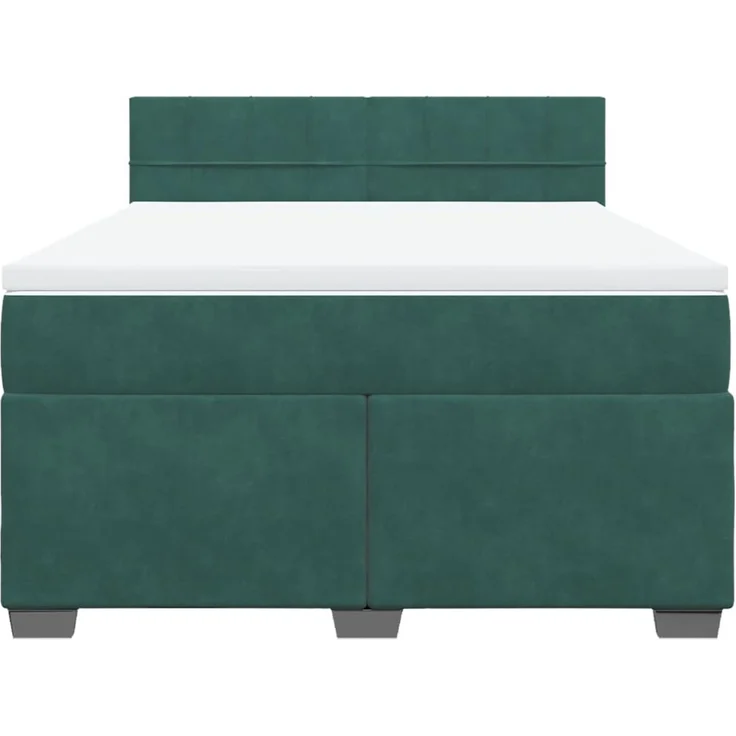 vidaXL Boxspringbett mit Matratze Dunkelgrün 140x190 cm Samt 3286309 – Bild 4