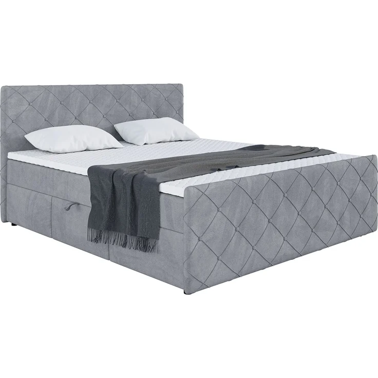 MEBLINI Boxspringbett HENRY 180x200cm - H3B/Grau Samt - mit Bettkasten - Polsterbett - Doppelbett mit Topper & Bonellfederkern-Matratze – Bild 2