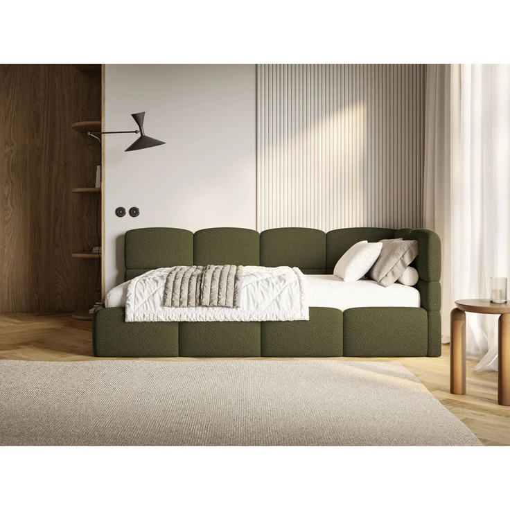 Selsey 'Cloudy' Jugendbett rechts, Rausfallschutz, Bouclé Olivgrün, 90x200 cm – Bild 9