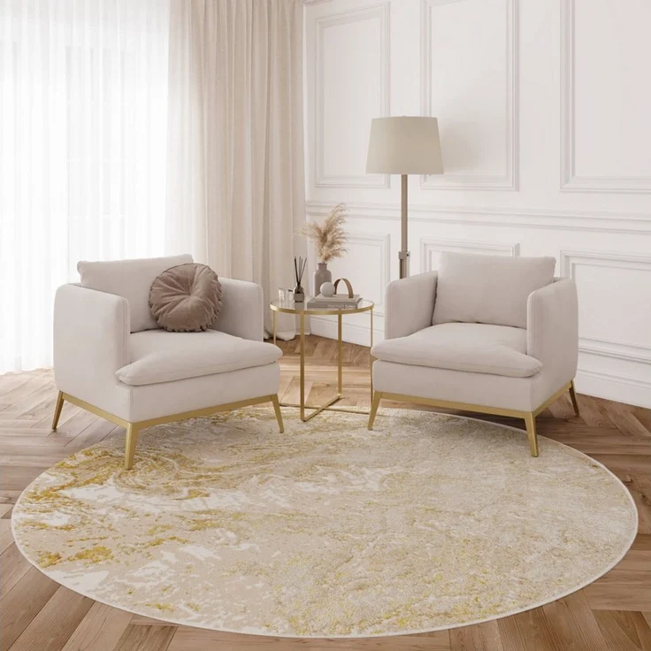 Tapiso Designteppich CRYSTAL, rund, Höhe: 8 mm, Kurzflor, elegante Linien mit Glanzeffekt, Wohnzimmer, Schlafzimmer – Bild 2