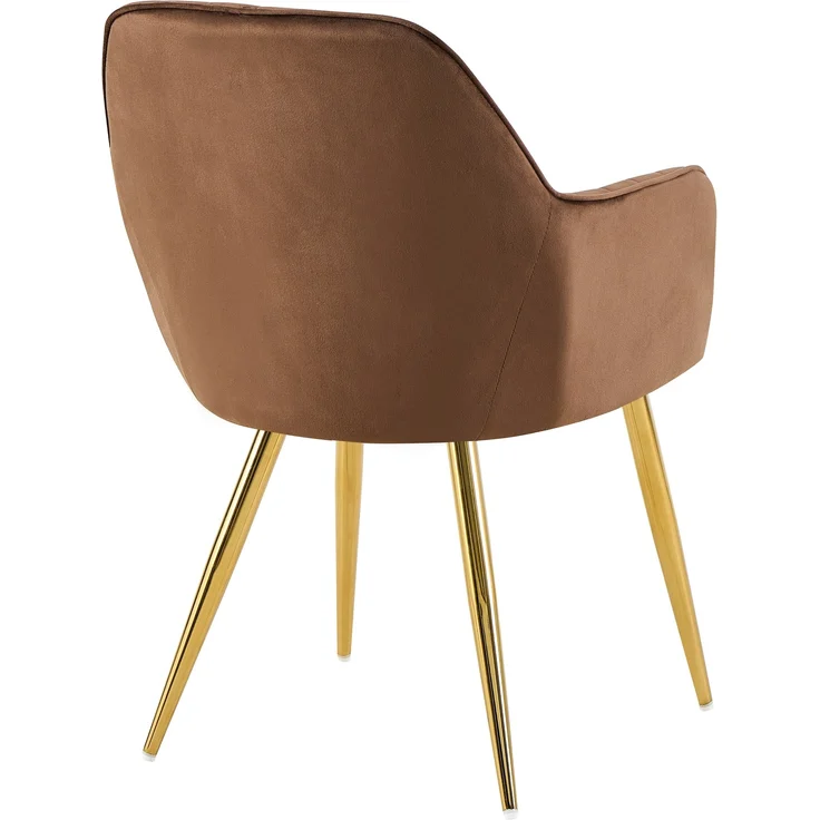 Esszimmerstuhl SULIS - Samt Braun 60x86x57 cm Gold | Essstühle Esszimmerstühle Küchenstühle Wohnzimmerstühle – Bild 4