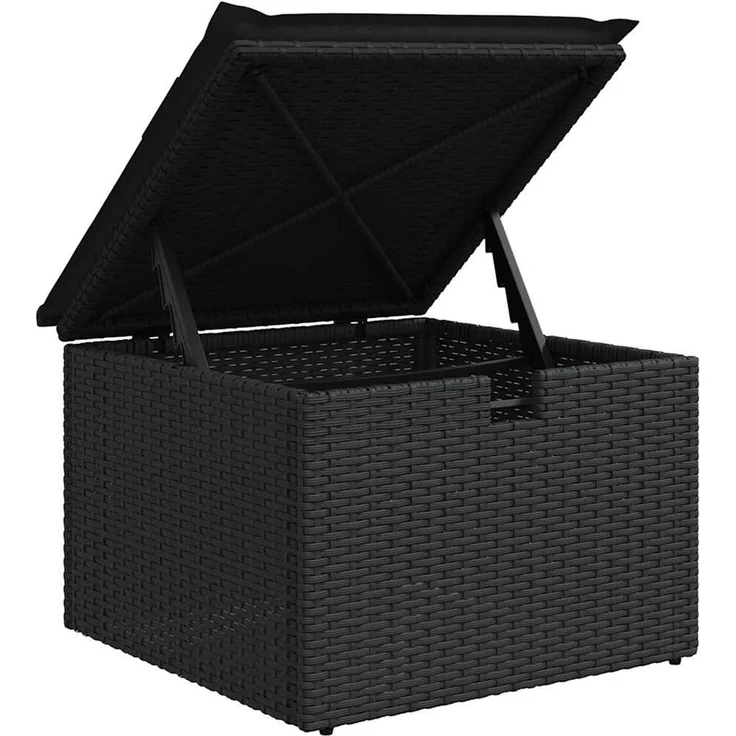 vidaXL 4-tlg. Garten-Sofagarnitur mit Kissen Schwarz Poly Rattan 3325947 – Bild 7