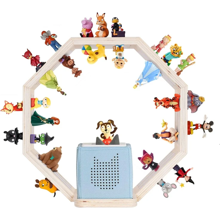 Todeco Tonie-Regal für Toniebox Hörfiguren, Magnetische Aufbewahrung für 60-70 Tonie, Wandregal und Schreibtischregal, Kinderregal für Mädchen & Jungen, Kleines Achteck – Bild 2