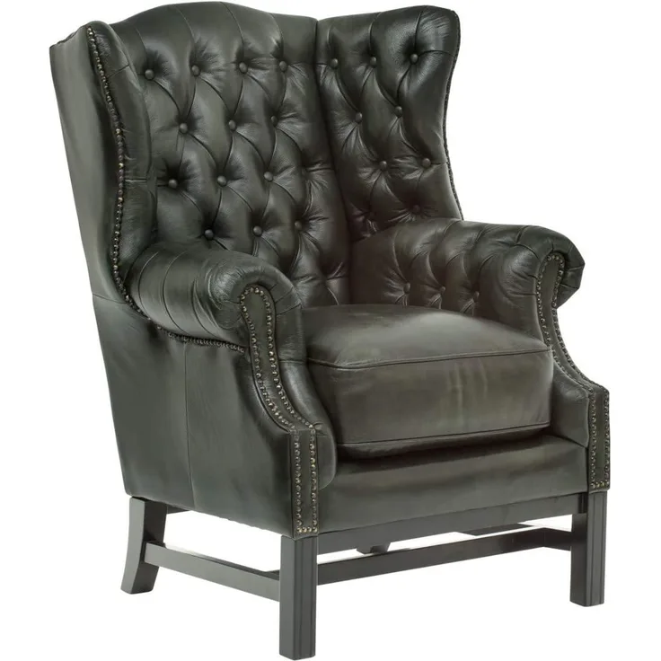 Chesterfield Sessel Echtleder antik-grün 89x104x79 cm massivum Kingsfield Ohrensessel Wohnzimmer Bürosessel Clubsessel