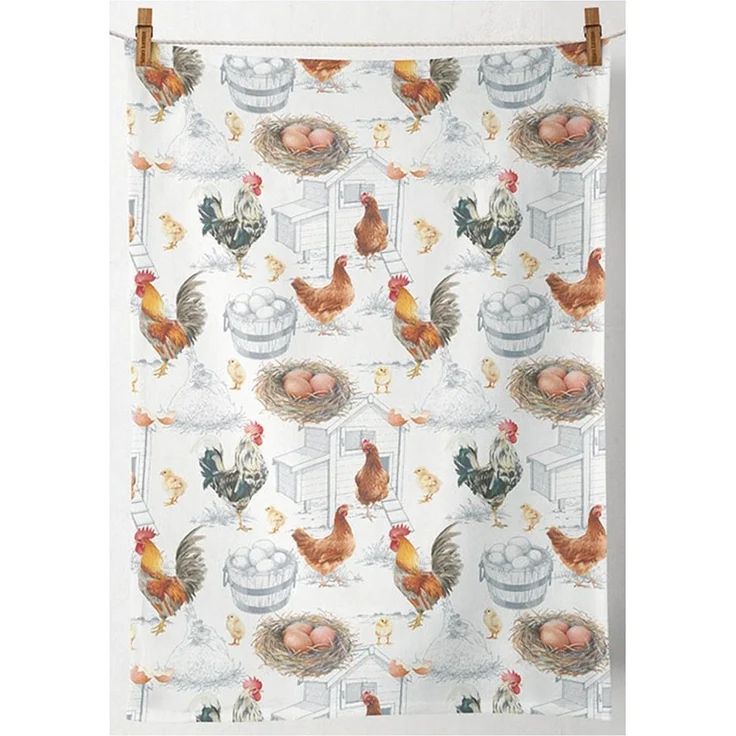 Ambiente® Geschirrtuch Chicken farm, (1-tlg, 1-teilig), Geschirrtücher ca. 50x70cm Baumwolle – Bild 1