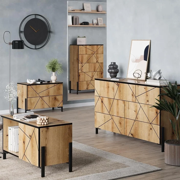 Nachttisch Hatto Eiche 78 x 55.2 cm mit 2 Schubladen Vicco – Bild 6