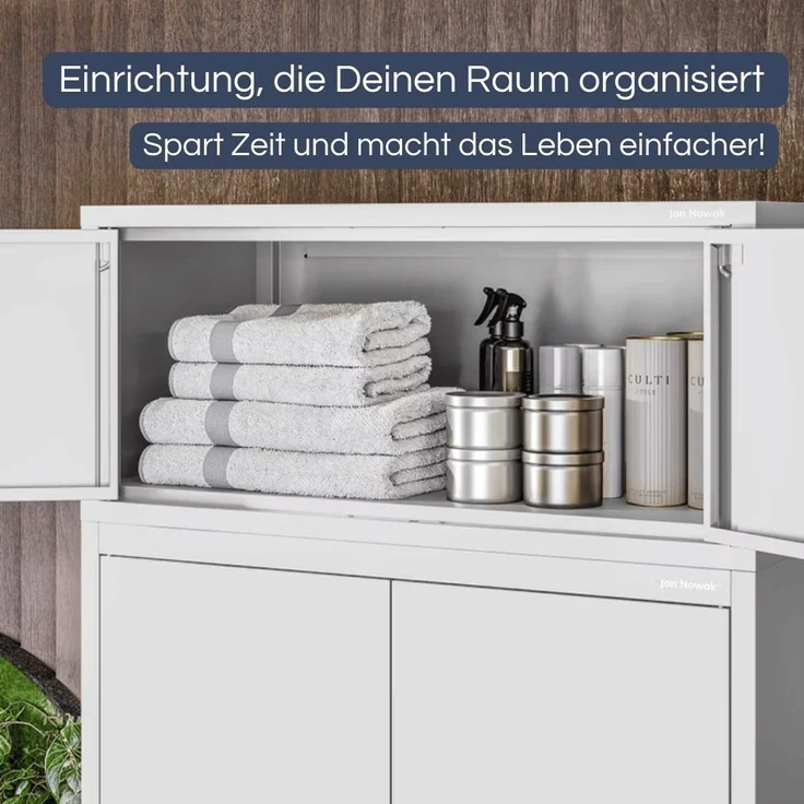 Schrankerweiterung Aktenschrank mit 2 Flügeltüren | Zusatzschrank für Büroschrank Extraschrank Stahl Mehrzweckschrank klein Werkstatt, 38x80x40cm Grau – Bild 3