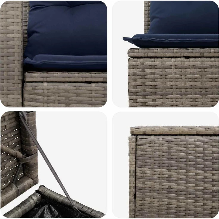vidaXL Sofa Set 5 stk. Grau und Marineblau Polyrattan und Stahl 3447859 – Bild 6