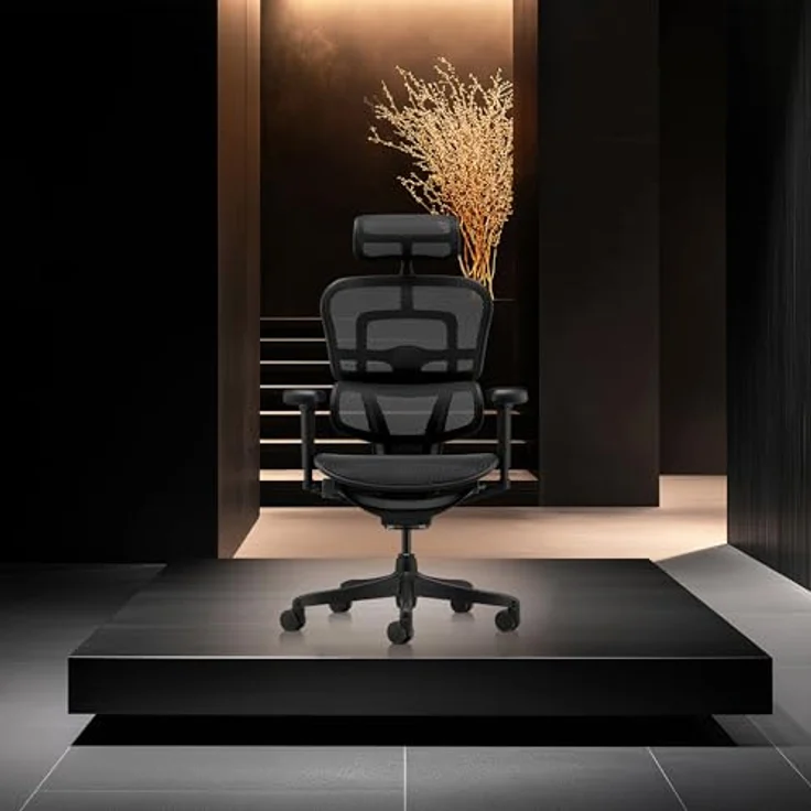 hjh OFFICE Bürostuhl ergonomisch ERGOHUMAN Signature GEN2 Originales Design, Bürosessel mit Flexibler Lendenwirbelstütze, Netzbespannung, Schwarz – Bild 7