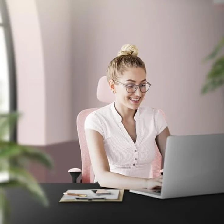 ML-DESIGN Schreibtischstuhl Pink, Ergonomischer Drehstuhl mit Netzrücken, 1-Sitzer, 60.5x121x60 cm, für das Arbeitszimmer – Bild 8