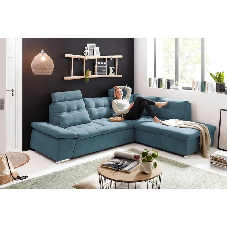 Entdecken Sie zeitlose Eleganz: Das Nalo Schlafsofa von ED Exciting Design mit verstellbaren Armlehnen und Bettkasten – Bild 1