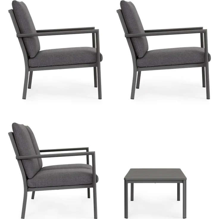 Garten-Set Ronoko aus Aluminium und Olefin-Gewebe, modern, anthrazit, 4-teilig für Outdoor – Bild 8