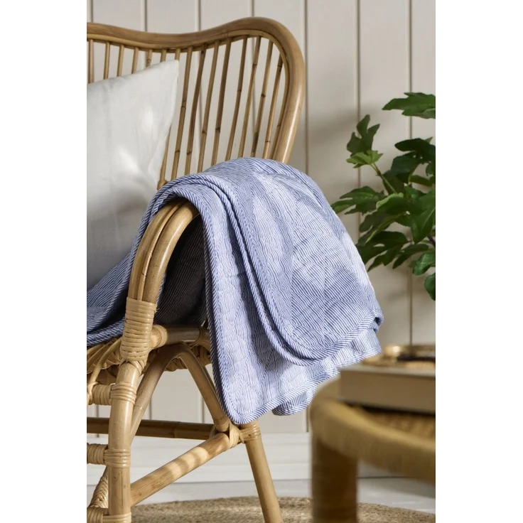 Ib Laursen - Decke Quilt Tagesdecke Gestreift Dunkelblau Weiß 180x130cm 0788-39 – Bild 2