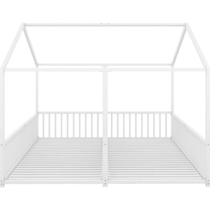 SOFTWEARY Kinderbett mit 2 Liegeflächen (90x200cm/90x200cm), Lattenrost, Rausfallschutz, Metallbett – Bild 5