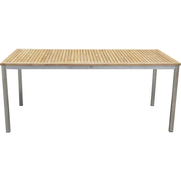Tisch, Edelstahl gebürstet, TEAK, DENVER