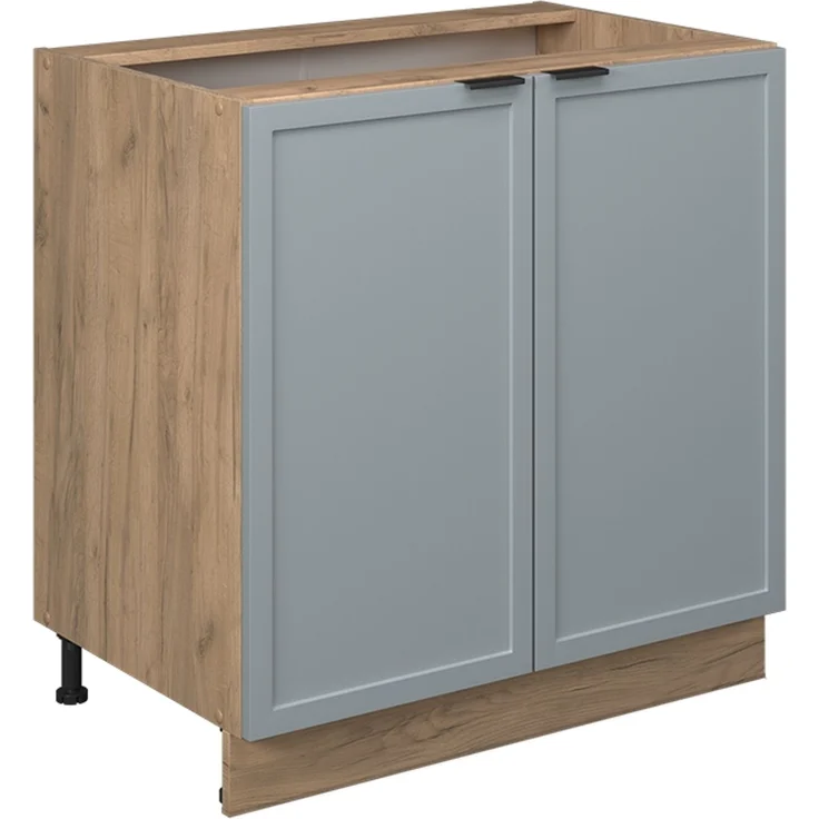 Küchenunterschrank Fame-Line Hellblau-grau 80 cm mit Regal, ohne Arbeitsplatte Vicco – Bild 1