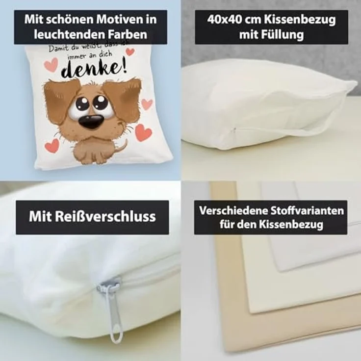 speecheese Dekokissen Hund Kuschelkissen mit Spruch Damit du weißt dass ich immer an dich – Bild 4