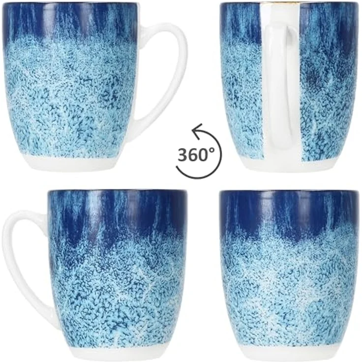 MamboCat Becher Marina 6er Set Kaffeebecher 320ml blaue Porzellan-Tasse 6 Personen, Porzellan – Bild 4
