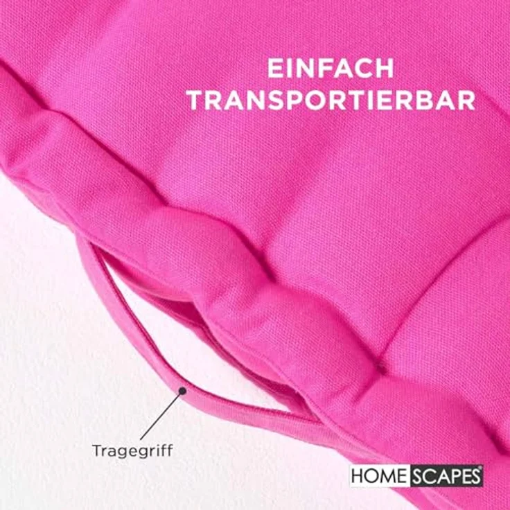 Homescapes Bodenkissen Sitzkissen unifarben pink 50 x 50 cm – Bild 6