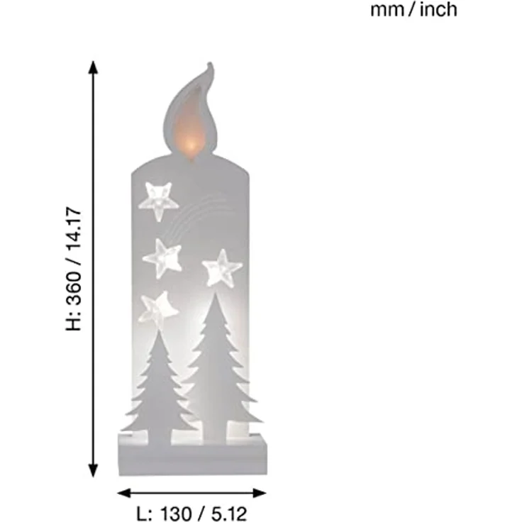 EGLO LED Weihnachtsdeko, Weihnachts-Silhouette Kerze aus Holz in Weiß, Winterlandschaft mit Timer, batteriebetriebene Beleuchtung, warmweiß – Bild 3
