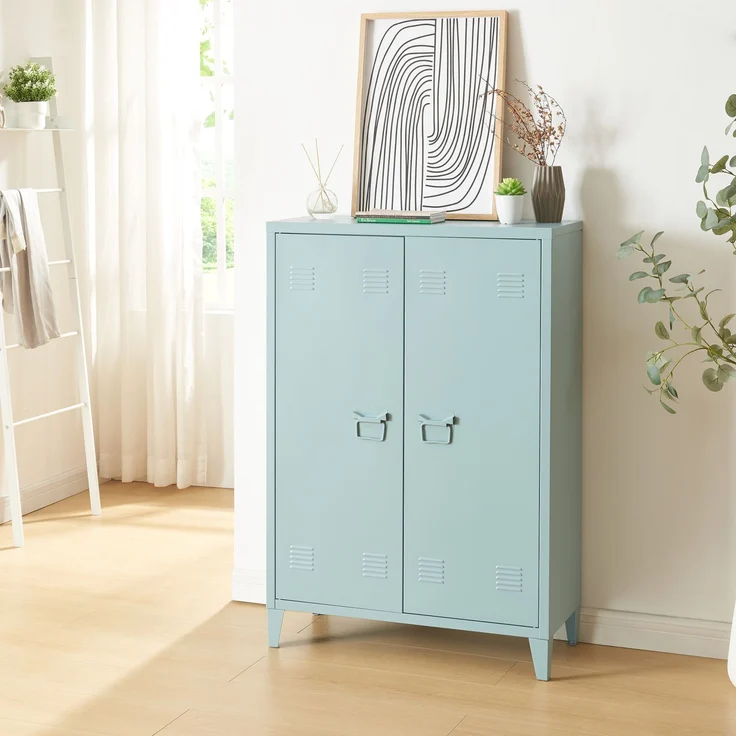 Metallschrank Oripää 110x75x33 cm Graublau [en. casa] – Bild 1