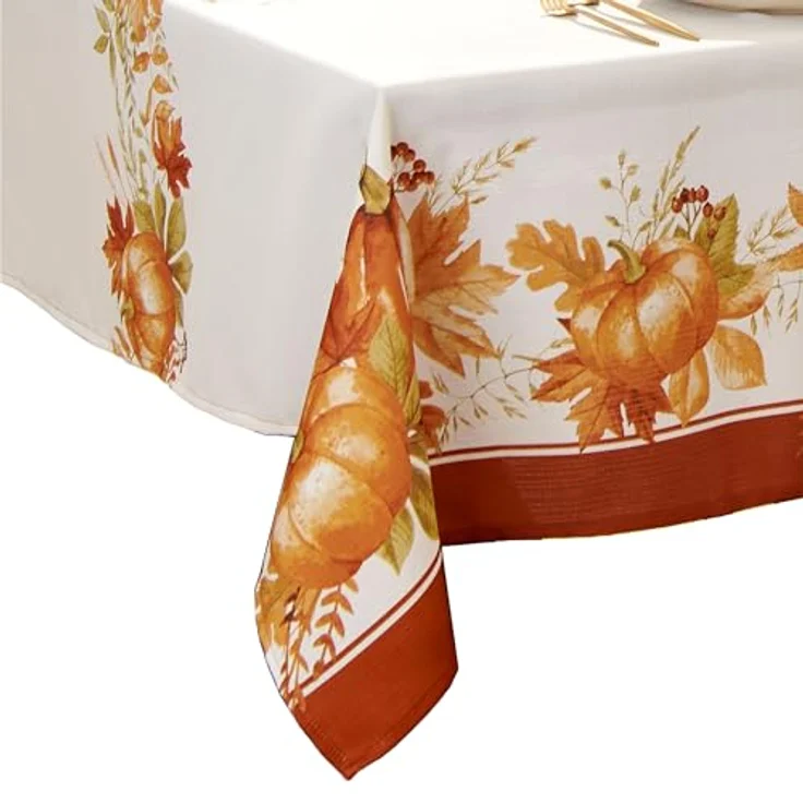 Elrene Home Fashions Autumn Pumpkin Grove Tischdecke, Polyester, Bunt, 60"x120" Rectangle (Tablecloth) – Bild 2