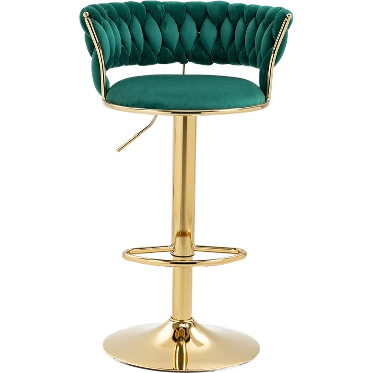 LVHOM Barhocker 2er Set, goldene Stuhlbeine, moderne Samt-Hochstuhl/Barstühle, mit runden Rückenlehne & Fußstütze, 360° drehbar, Höhenverstellbar – Bild 8