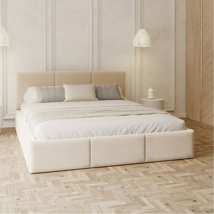 FDM Polsterbett AMBER modern mit Bettkasten MADE IN EU - mit Trinity Velours Bezug (verfügbar 90x200 120x200 140x200 160x200 180x200cm, Bettrahmen, Bett, mit großen gepolsterten Kopfteil, mit Bettkasten zum aufklappen), Hebbarer Metallrahmen, Bettkaste... – Bild 1