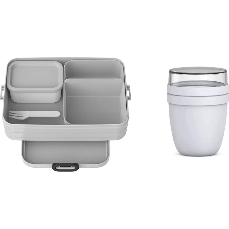 Mepal Take a Break 2-teiliges Lunch-Set groß mit Brotdose, praktischer Müslischale, Lunchbox mit Fächern, geeignet für bis zu 8 Brotscheiben, Edition