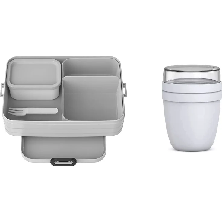 Mepal Take a Break 2-teiliges Lunch-Set groß mit Brotdose, praktischer Müslischale, Lunchbox mit Fächern, geeignet für bis zu 8 Brotscheiben, Edition