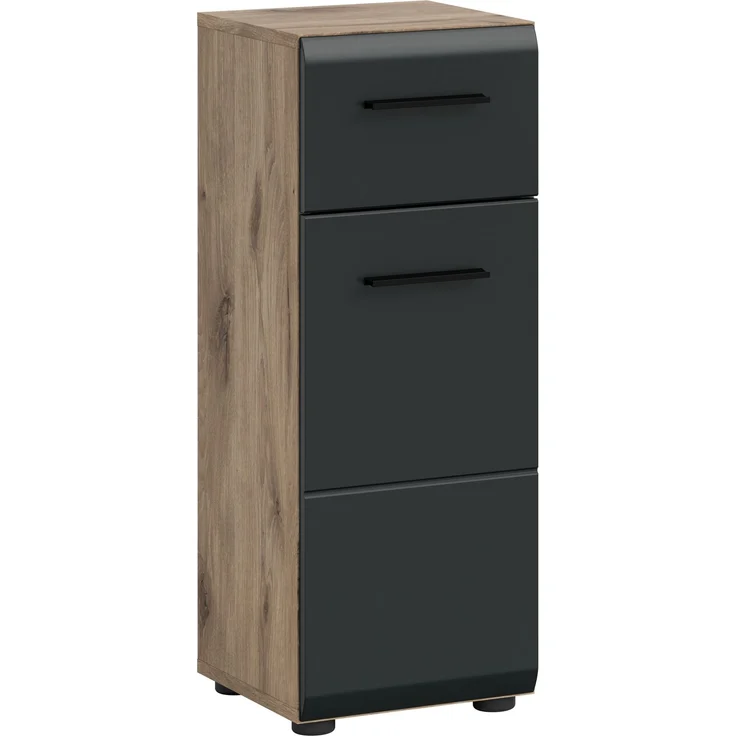 Standschrank (B/H/T: 30x80x30 cm) in schwarz matt und Nox Oak Nachbildung – Bild 1