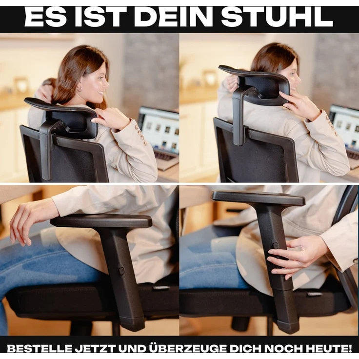 VALKENSTOL M2 Kopf-/Armstütze - Bürostuhl Ergonomisch Testsieger - 5 Jahre Garantie - Schreibtischstuhl mit Netzrücken - Computerstuhl – Bild 10