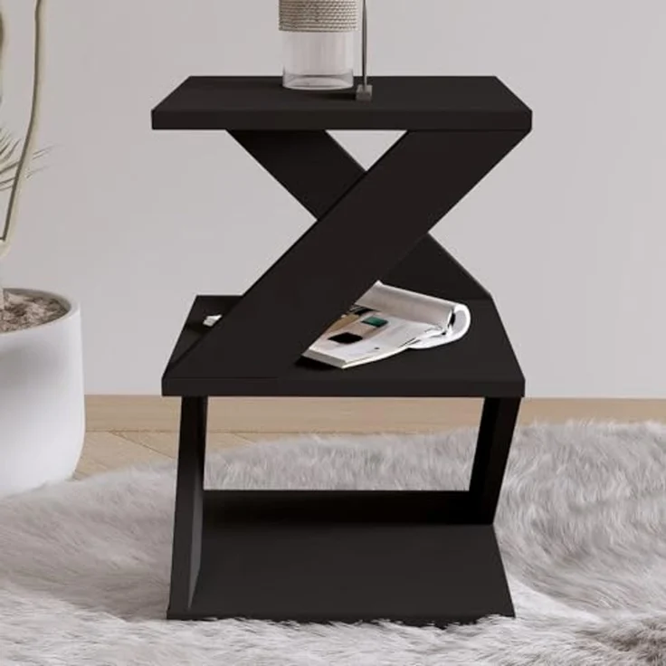 Hanah Home Stylish Side Table with Wall-Mount Option, Black & Oak, 29.6 x 54.2 x 29.6 cm | 100% Melamine Coated Particle Board, 18 mm Thick | Versatile Storage Solution – Bild 3