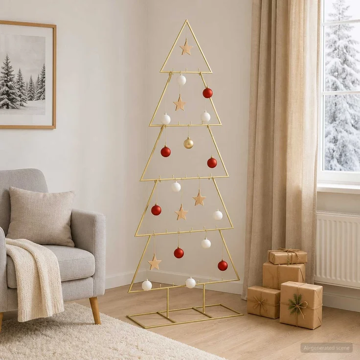 vidaXL Metall Weihnachtsbaum KUOPIO 150 cm Stahl Gold 42053819 – Bild 3