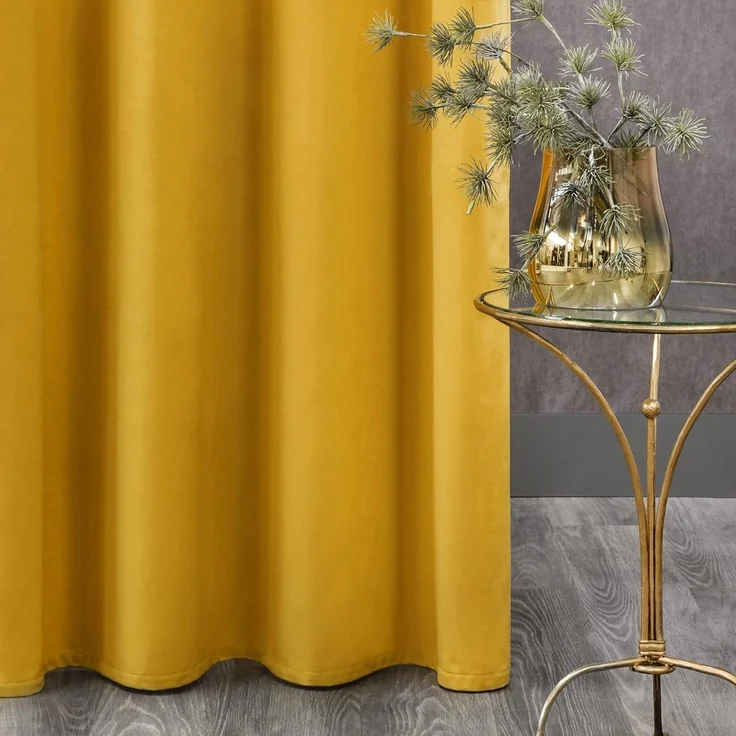Samtvorhang Velours Vorhänge zum Wohnzimmer Prachtvoll Elegant gelb 140x270 cm Kräuselband – Bild 7