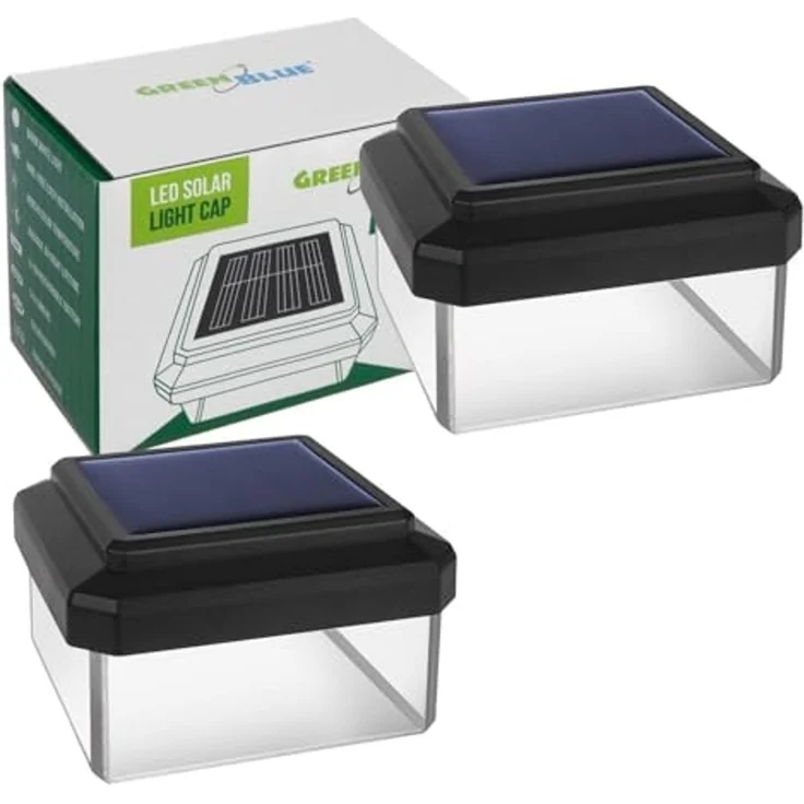 GreenBlue LED Gartenleuchte Solarmastleuchte für Zaun Outdoor geeignet, LED fest integriert, Warmweiß, solarbetriebene LED Gartenlampe für Garten und Zaun wetterfest – Bild 1
