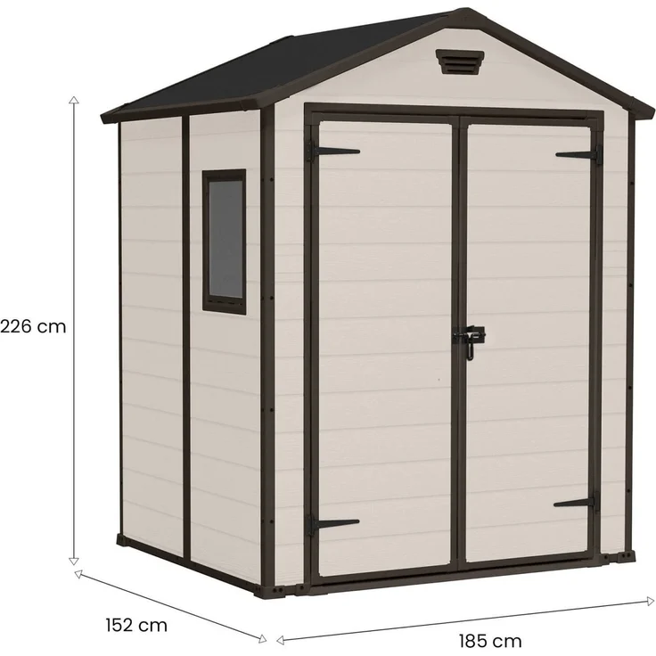 Dmora Gartenhaus Cranbrook, Gartenhütte, Gartenhaus, Werkzeugschuppen, 185x152 h226 cm, Beige – Bild 3