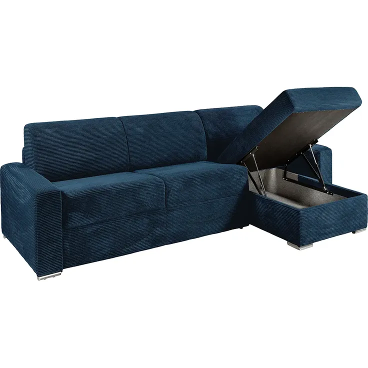 Vente-unique - CALITO Sofa SamtStoff Blau - B 223 cm152 cm x H 85 cm x L 278 cm – Bild 3
