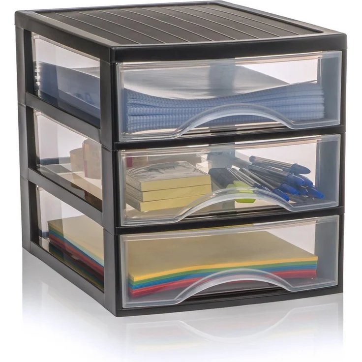 Hausfelder Schubladenbox Schubladenschrank A4 mit 3 Schubladen, Schreibtisch Ordnungssystem, (1-St, A4 mit 3 Schubladen), leicht zu reinigen, BPA-freier Kunststoff, verschiedene Größen – Bild 5