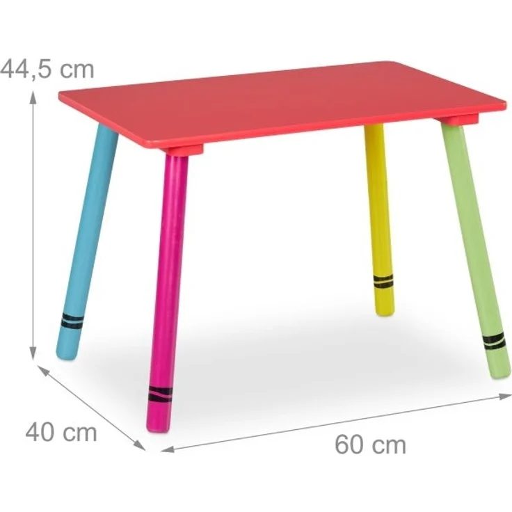 3-teilige Kindersitzgruppe,2 Stuhl und 1 Tisch, MDF / Kiefer bunt – Bild 4