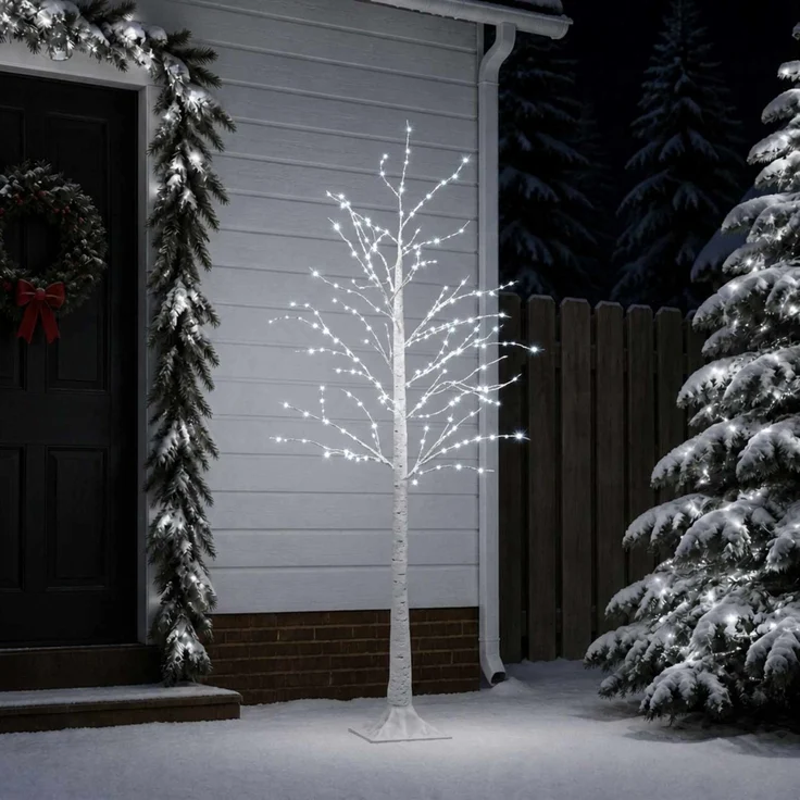 vidaXL Birken-Weihnachtsbaum Weiß 22 x 22 x 180 cm Kunststoff 319 LEDs 42055356 – Bild 3