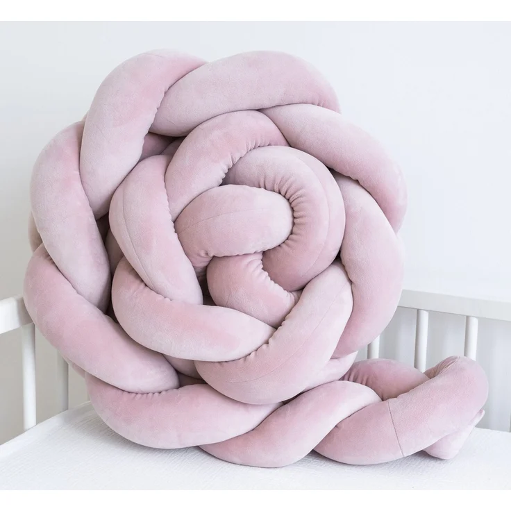 Loolay Nestchenschlange SAMT ALTROSA Geflochtenes Kissen Zierkissen Dekokissen Bettumrandung, (Zugluftstopper Zugluft Schlange Wickeltischumrandung Babybett Kinderzimmer Schutz, VELOURS SAMT Bettschlange 100 150 200 300 400 cm und Länge auf Anfrage), Z... – Bild 4