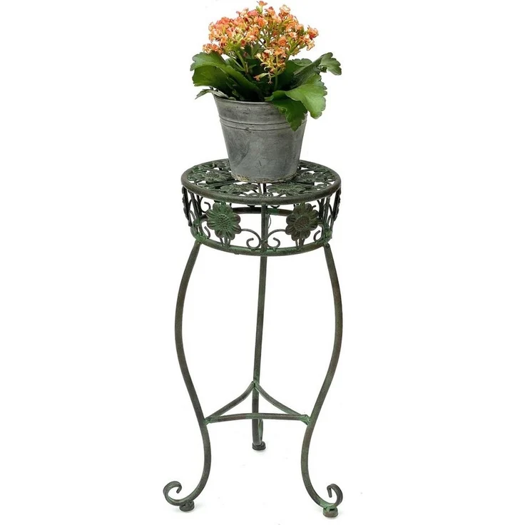 Blumenhocker Metall Grün Rund 60 cm Blumenständer 96008 M Blumensäule Antik Pflanzenständer Pflanzenhocker Vintage – Bild 5