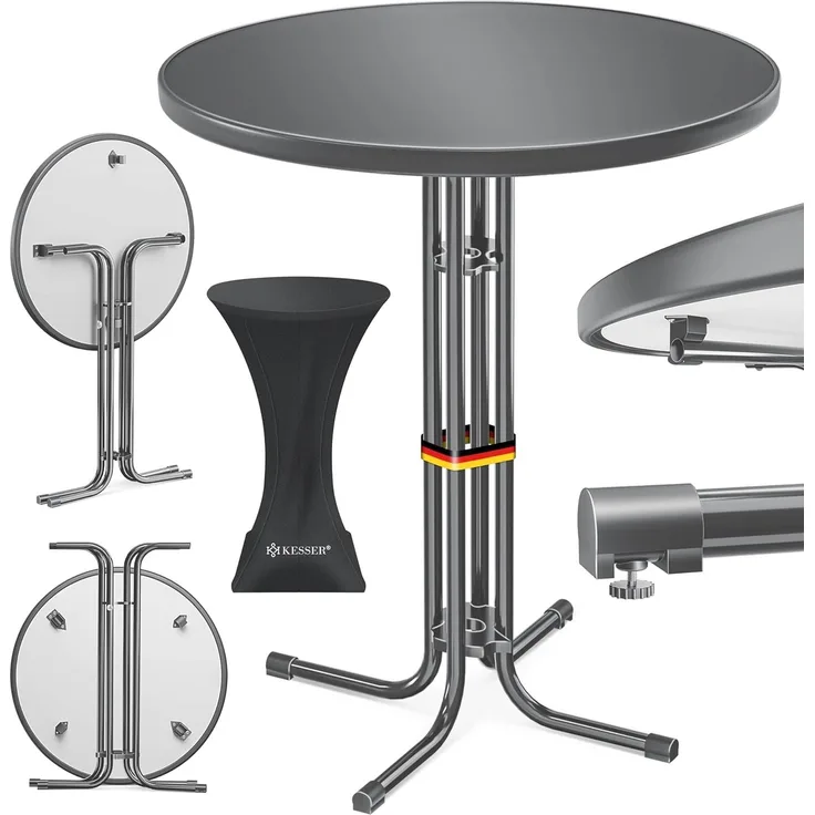 KESSER® Gastro Stehtisch klappbar - Gastronomie Bistrotisch rund - Wetterbeständiger Klapptisch Gartentisch - Runder Partytisch - Hitzebeständig - Stabil und sicher Anthrazit, Ø 60 cm, 2er Set