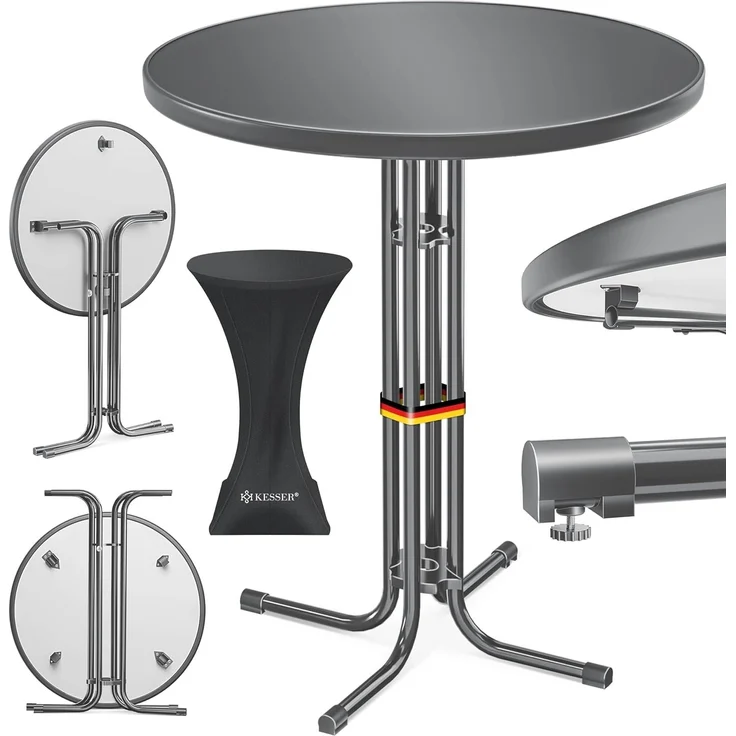 KESSER® Gastro Stehtisch klappbar - Gastronomie Bistrotisch rund - Wetterbeständiger Klapptisch Gartentisch - Runder Partytisch - Hitzebeständig - Stabil und sicher Anthrazit, Ø 60 cm, 2er Set