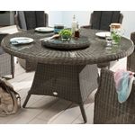 Destiny LUNA Tisch 150er Ø, vintage grau, mit Drehteller abnehmbar, mit aufgelegter Glasplatte