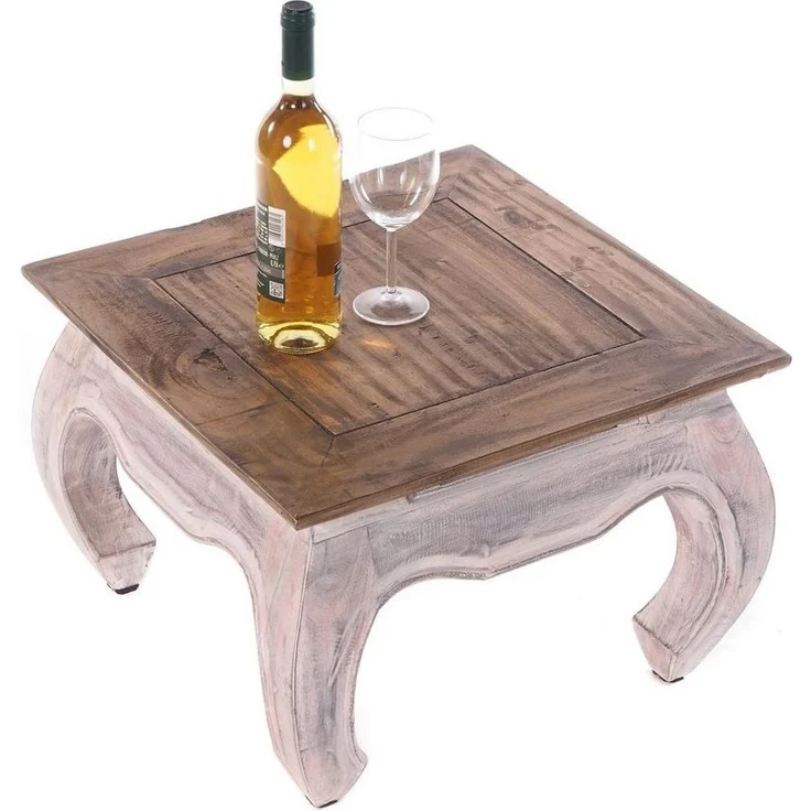 DESIGN DELIGHTS Couchtisch OPIUMTISCH "EAST 50", 50x50x35cm, Altholz massiv, Beistelltisch, Fa – Bild 2