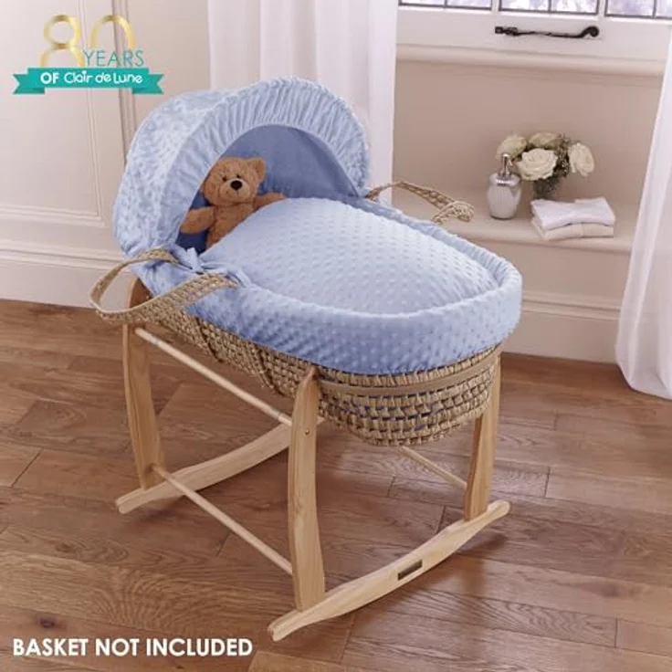 Clair de Lune Dimple Bettwäsche-Set für Babykörbchen (Korb Nicht im Lieferumfang enthalten), Blau – Bild 5