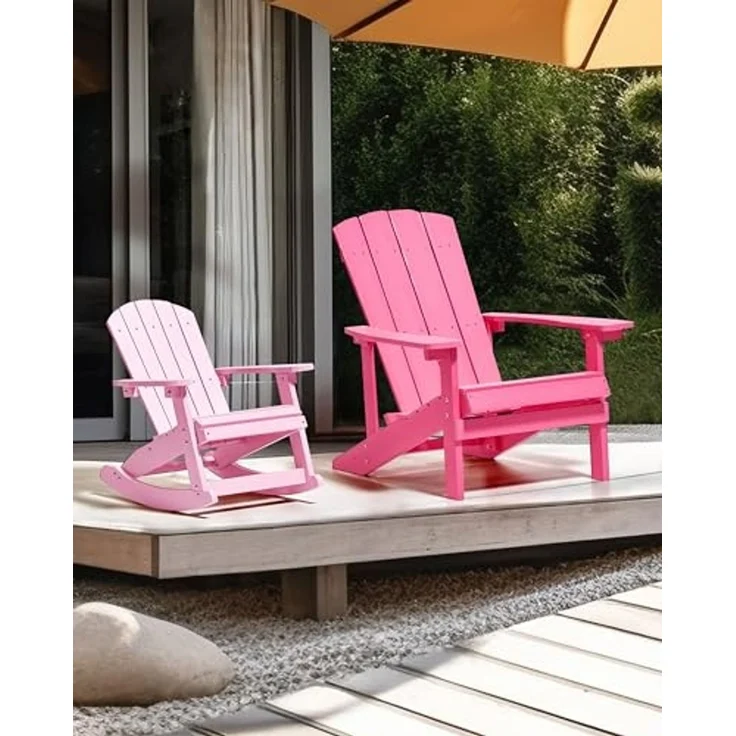 ADIRONDACK Gartenstuhl Rosa, wetterfestes Kunstholz, Retro-Design, 88x75x88 cm – Bild 2